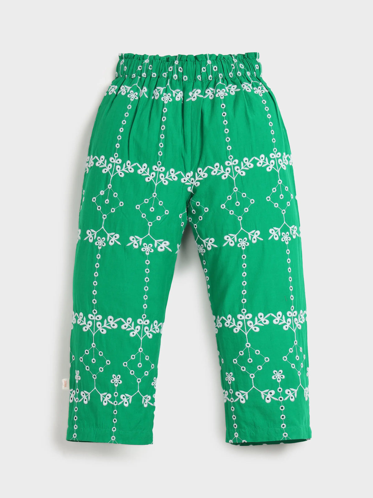 Emerald Bloom Wide-Leg Pants