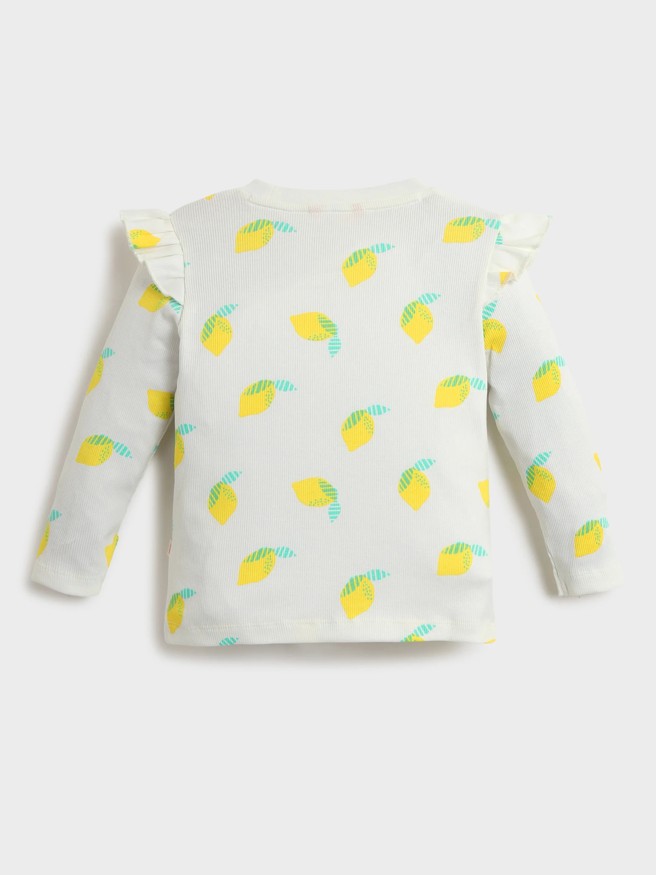 Girls Lemon Print Top & Denim Set