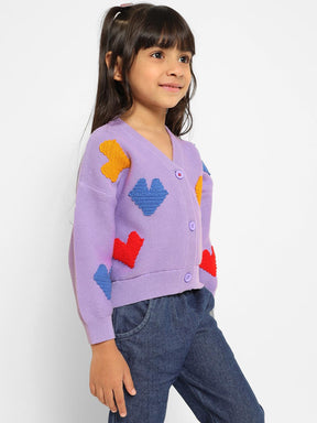 Digi Hearts Crochet Cotton Cardigan
