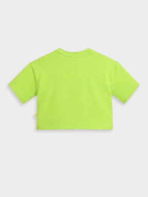 Lime Green Cotton T-Shirt with Mango Print