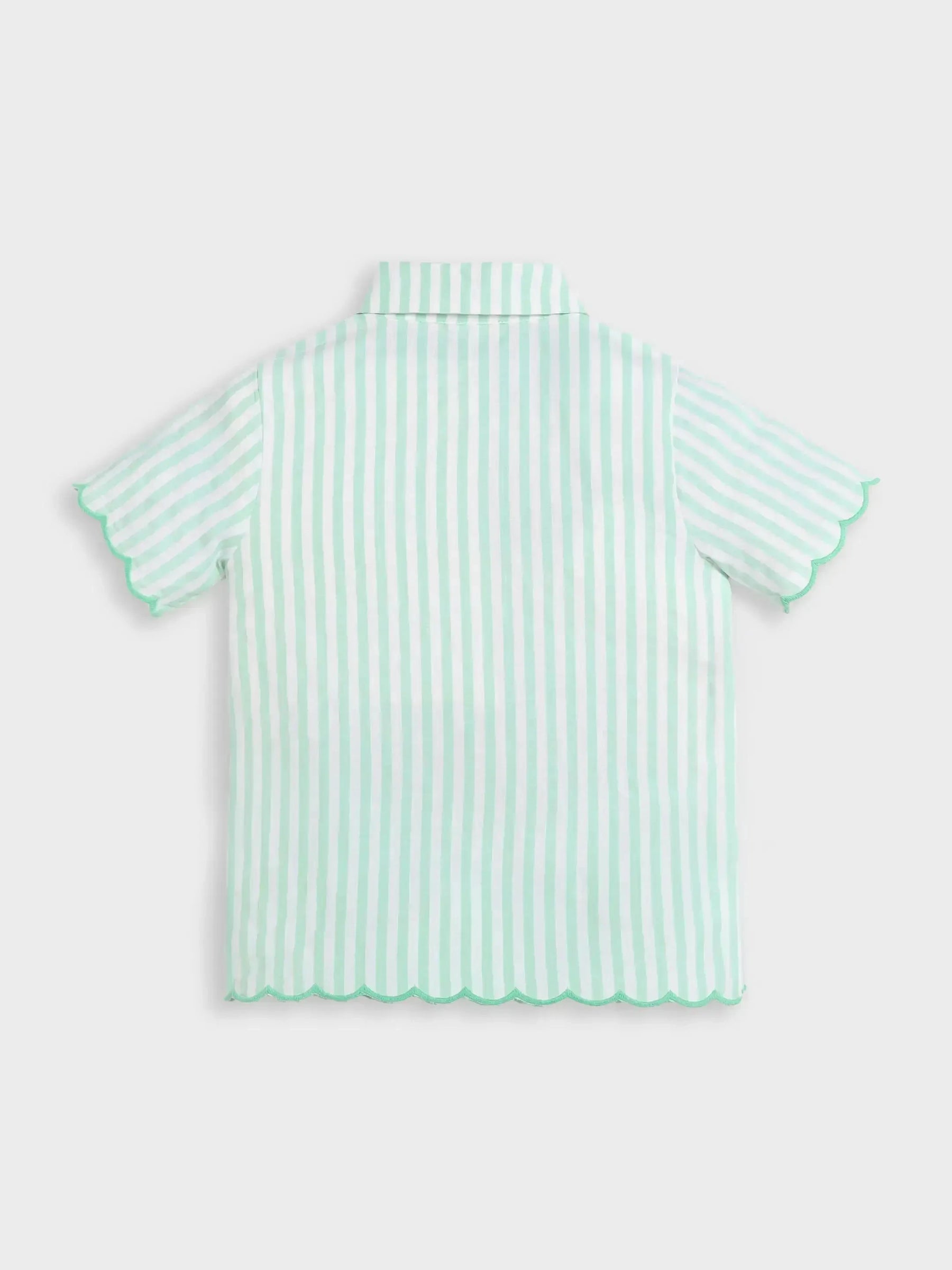 Mint Stripe Scallop Shirt