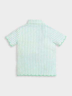 Mint Stripe Scallop Shirt