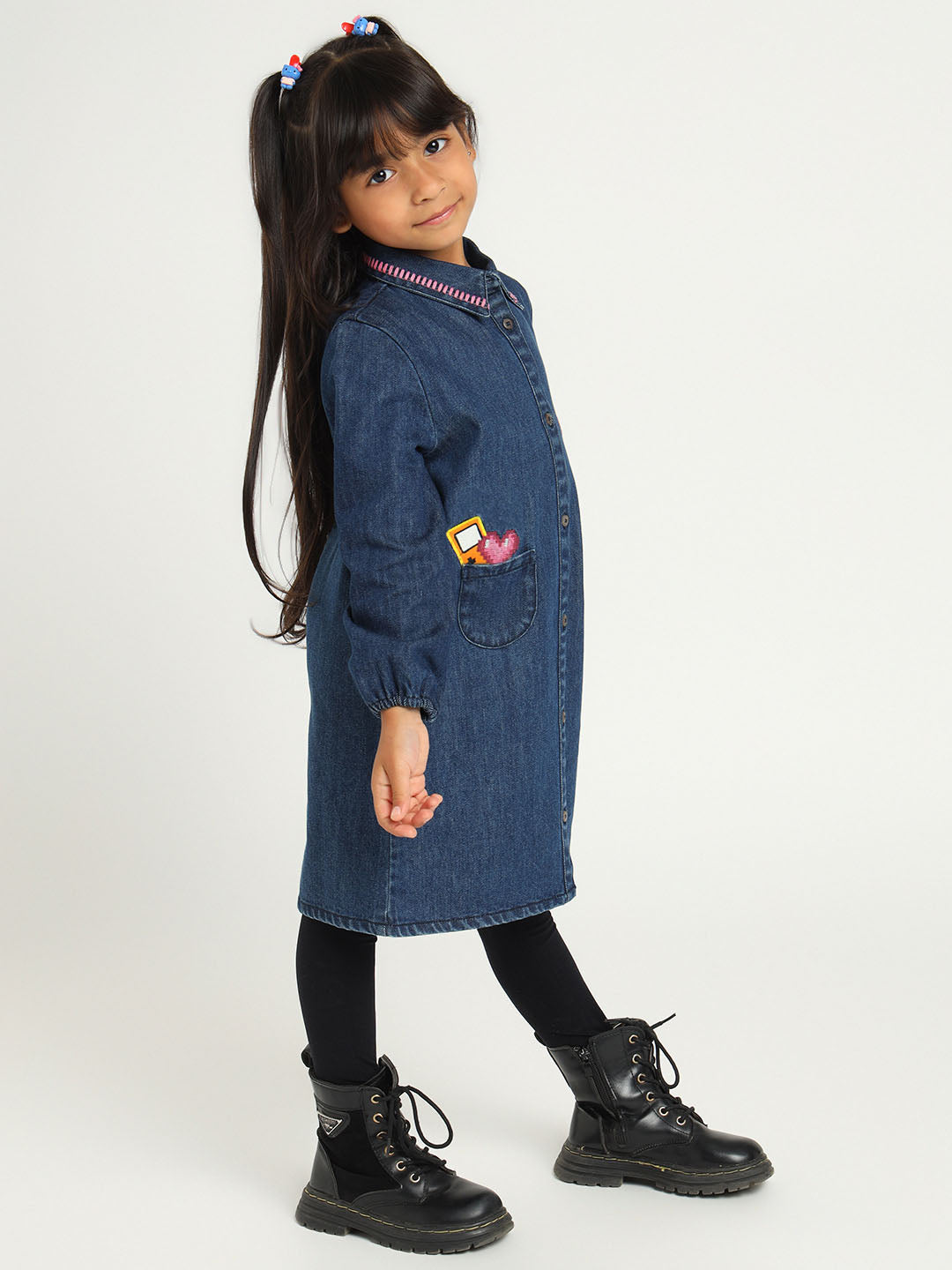Embroidered Denim Dress