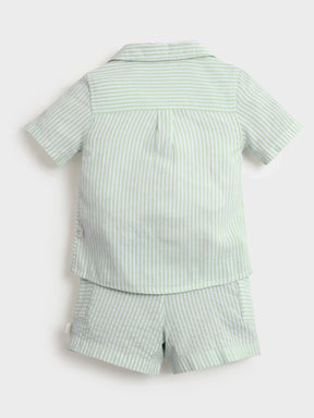 Mint Striped Shirt & Shorts Co-Ord Set