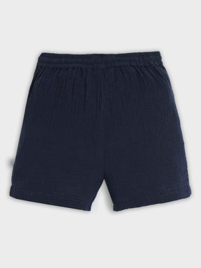 Deep Sea Striped Cotton Shorts