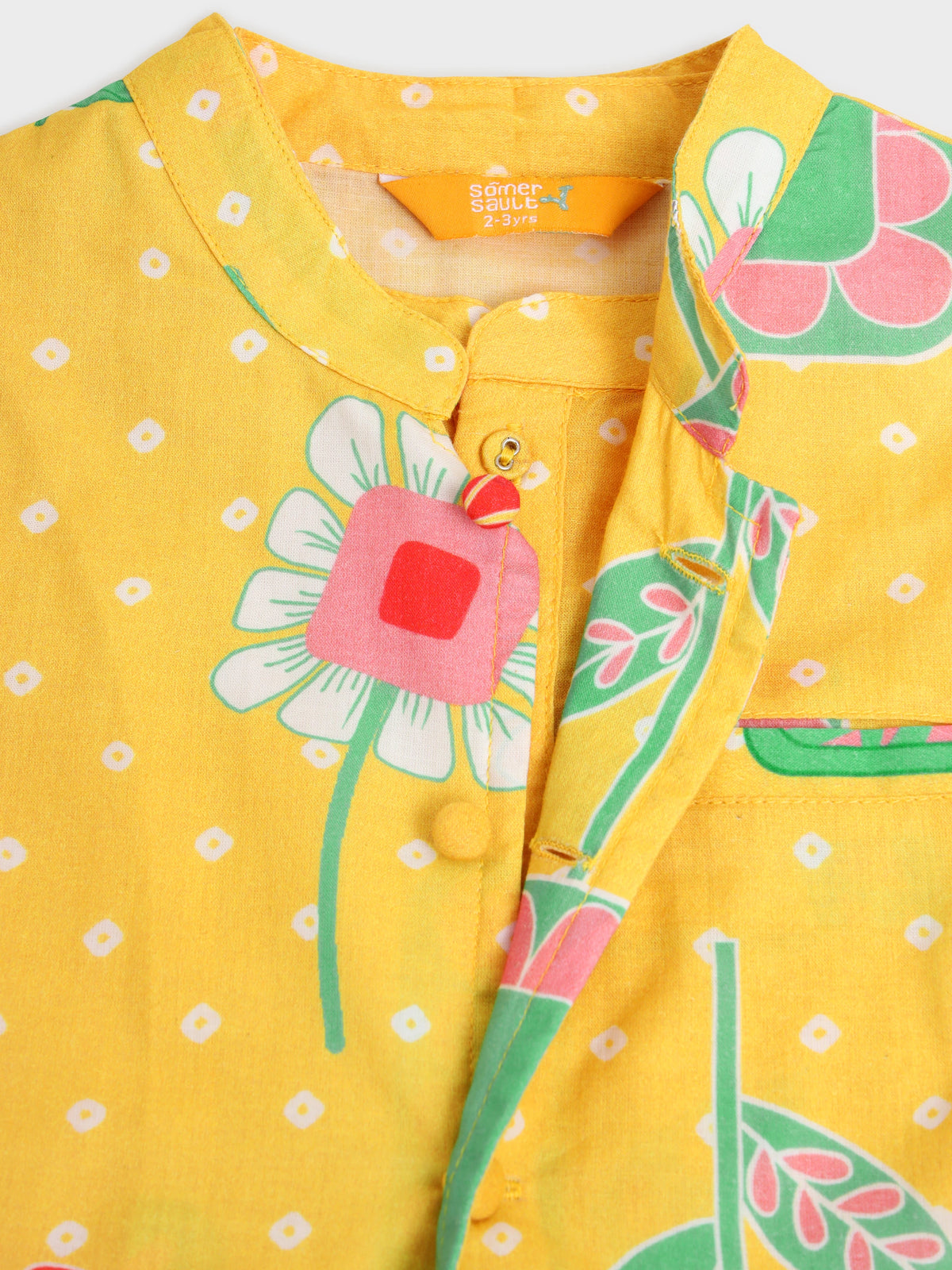 Yellow Bandhani Print Kurta Jacket Set