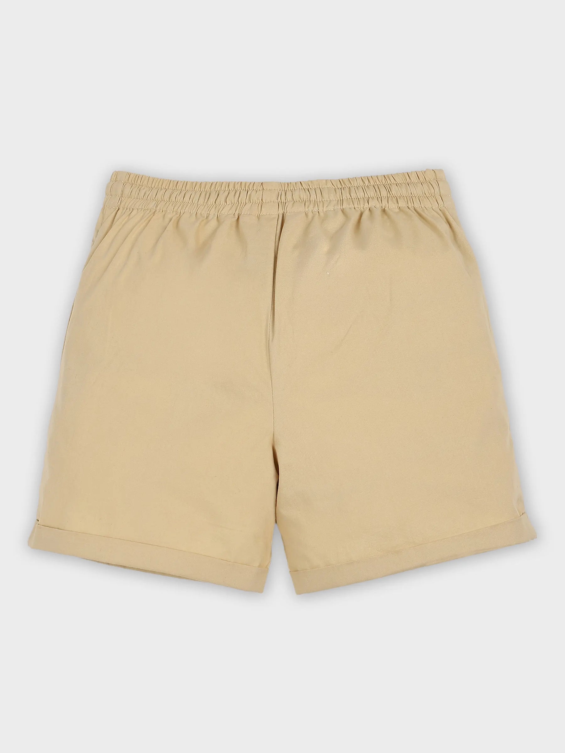 Beige Cotton Drawstring Shorts for Boys
