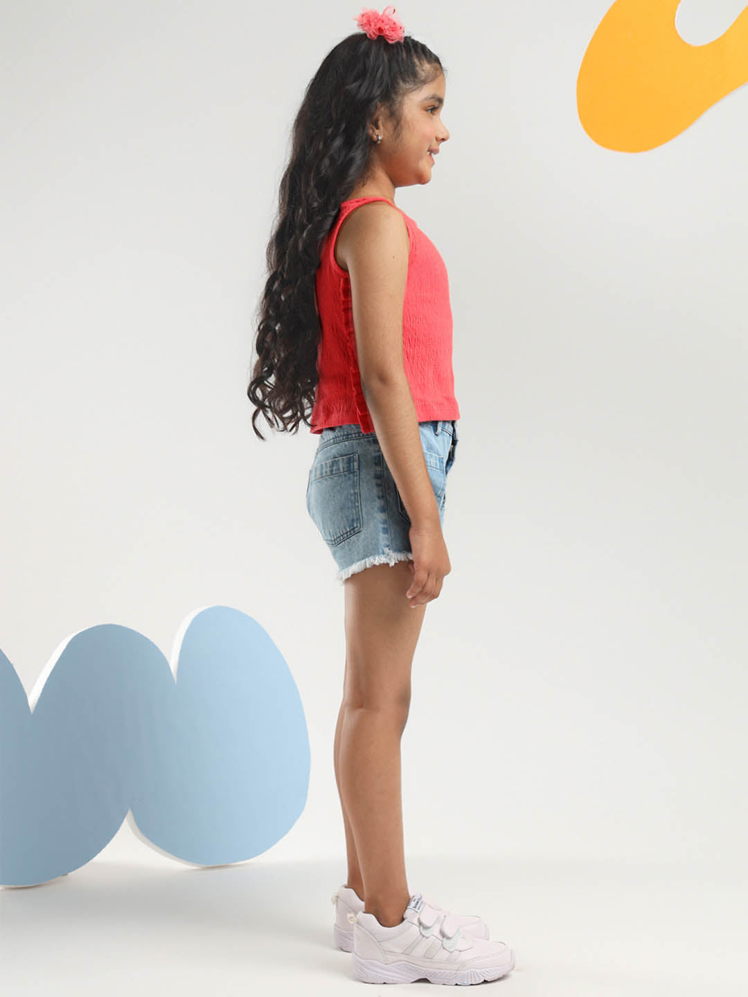 Cotton Top & Denim Shorts Set