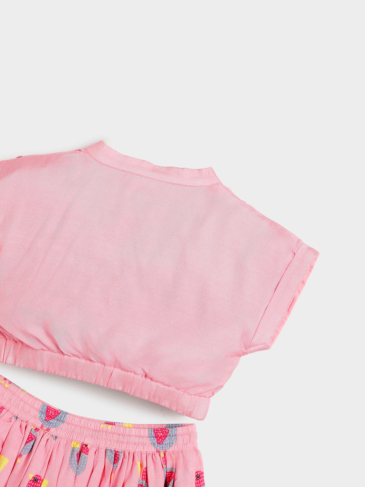 Pink Top and Printed Skirt Set