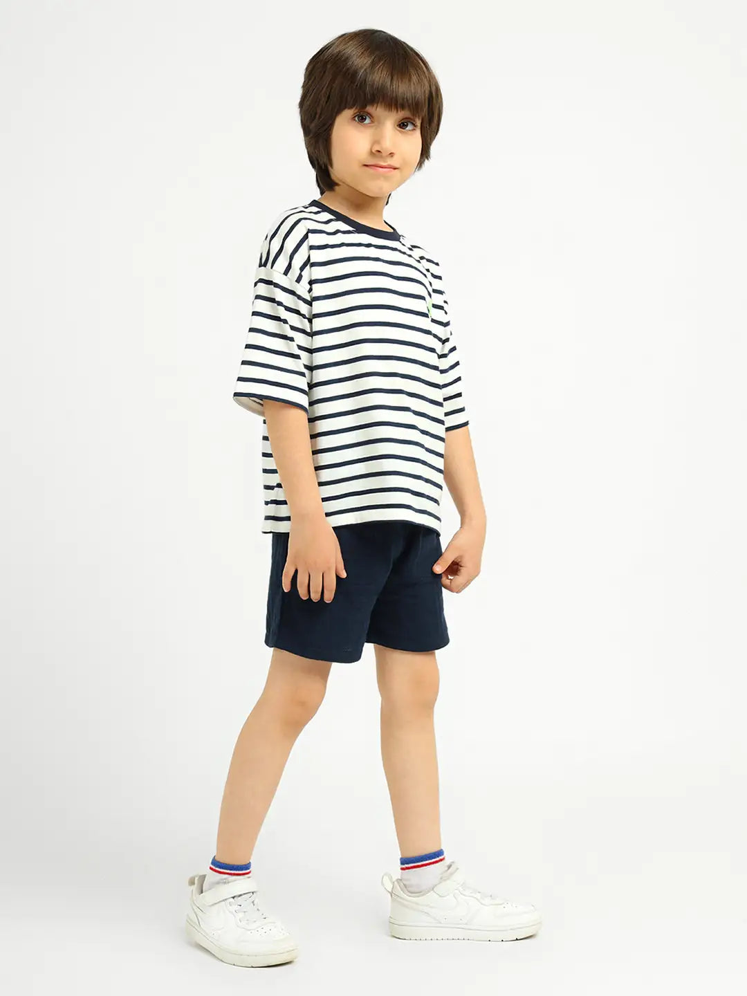 Deep Sea Striped Cotton T-Shirt and Shorts Set
