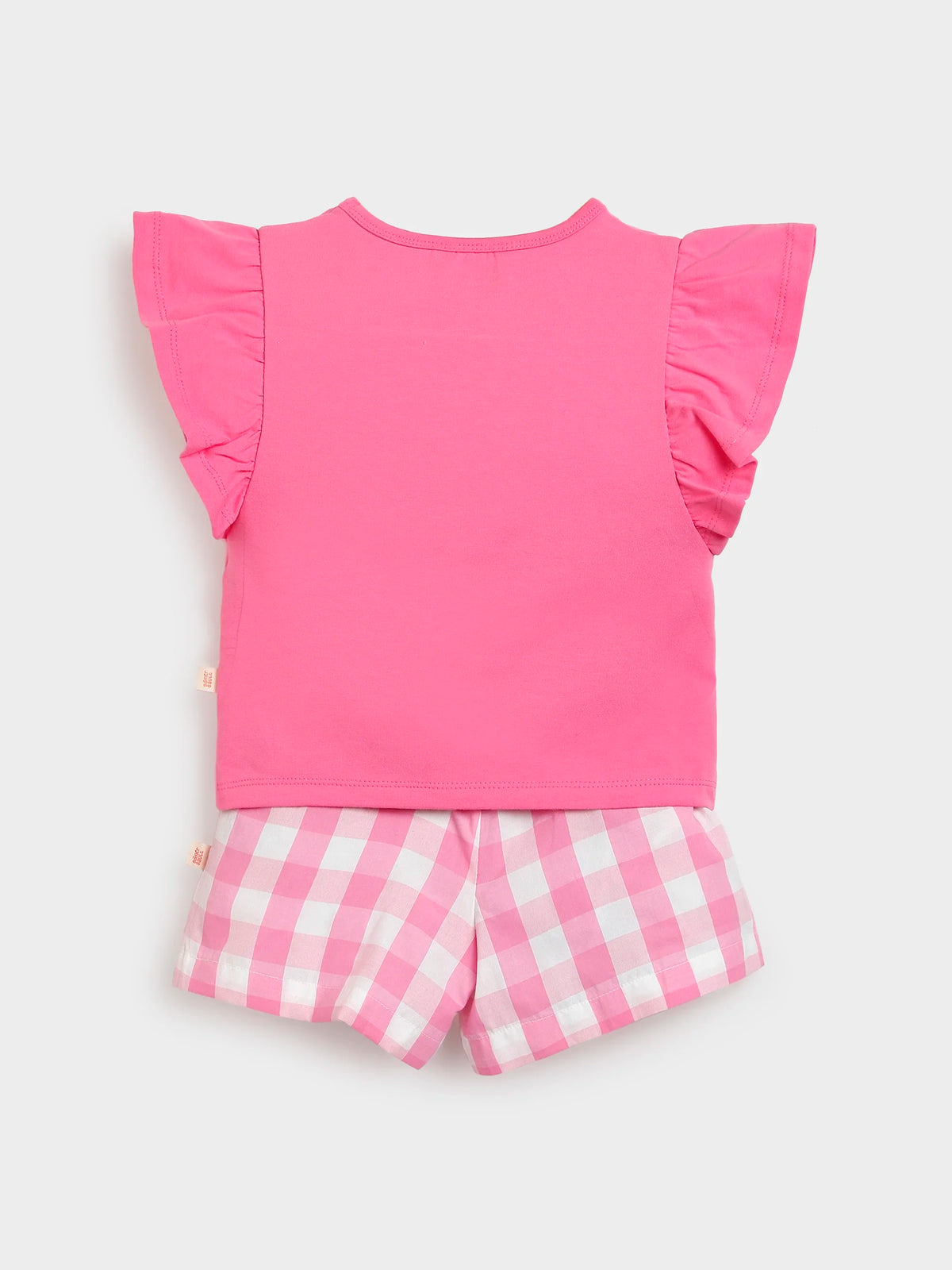 Snooze Pink Tee & Gingham Shorts Set