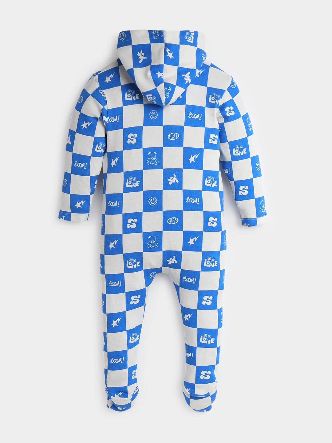Love Boom Printed Cotton Sleepsuit With Mittens