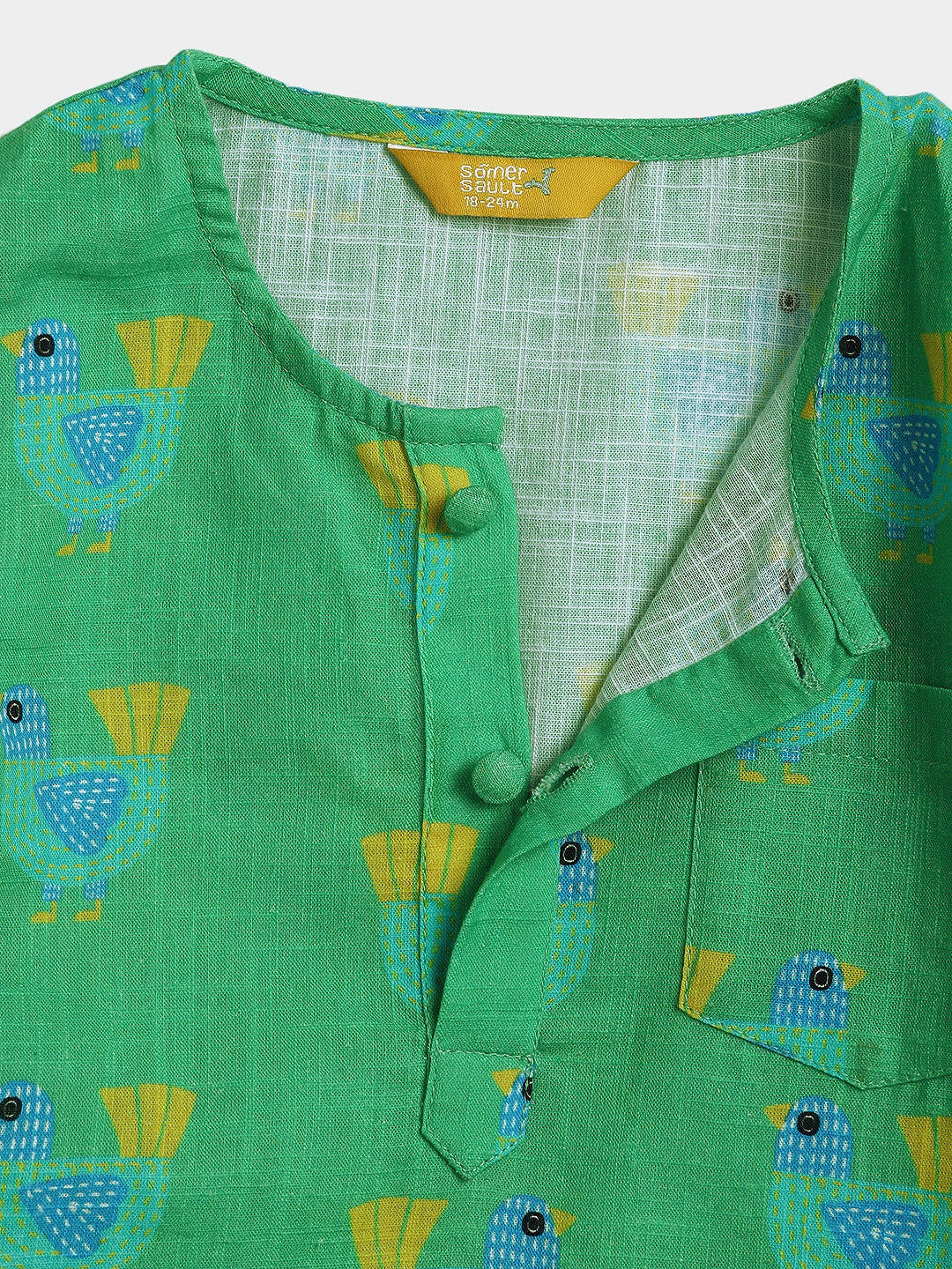 Playful Green Printed Kurta Dhoti Set