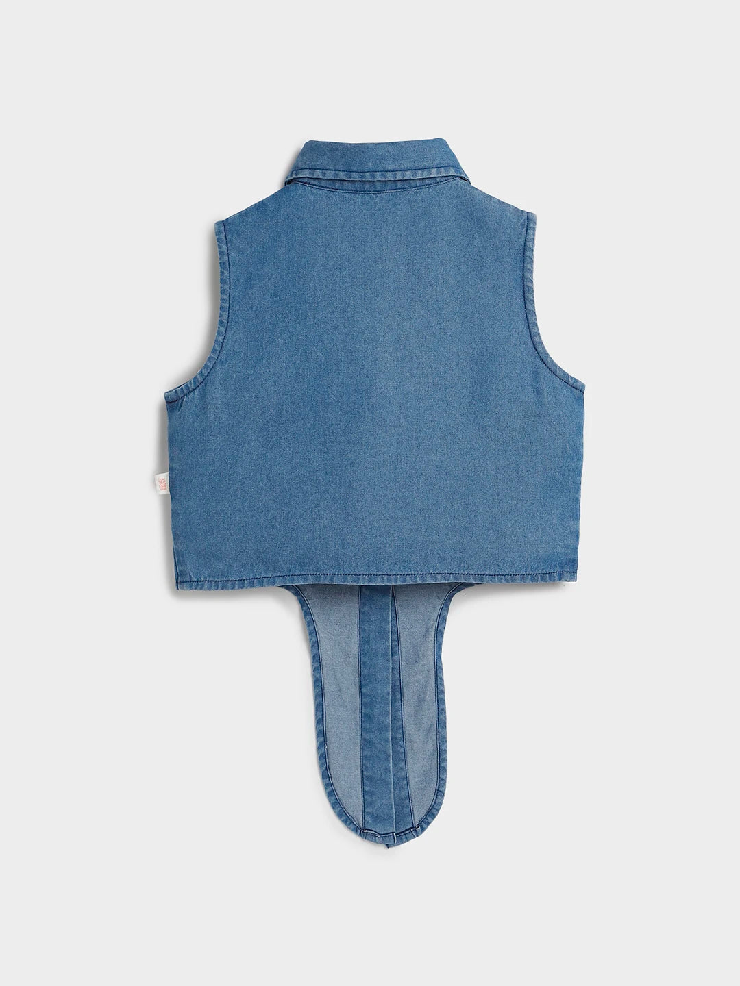 Denim Sleeveless Tie-Up Top with Lemon AppliquÃƒÂ©