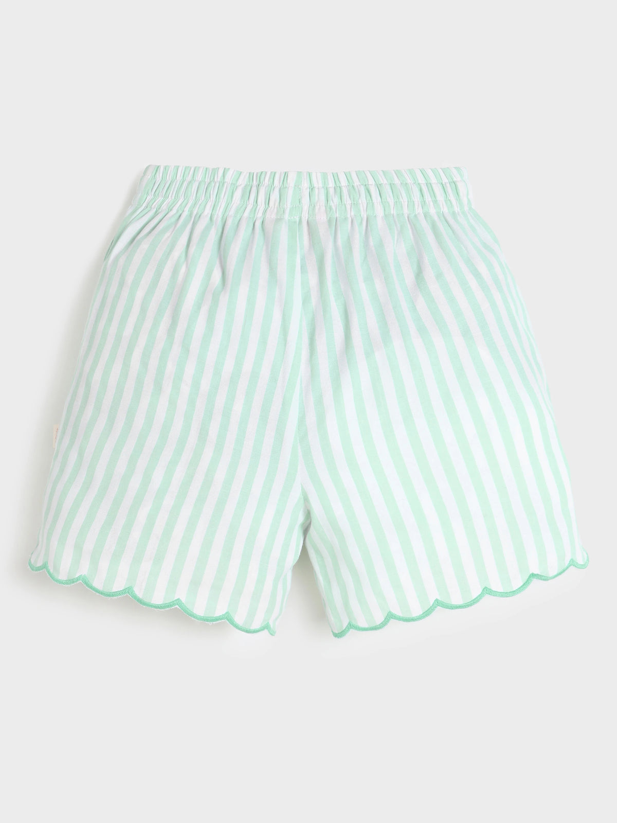 Mint Stripe Scallop Shorts