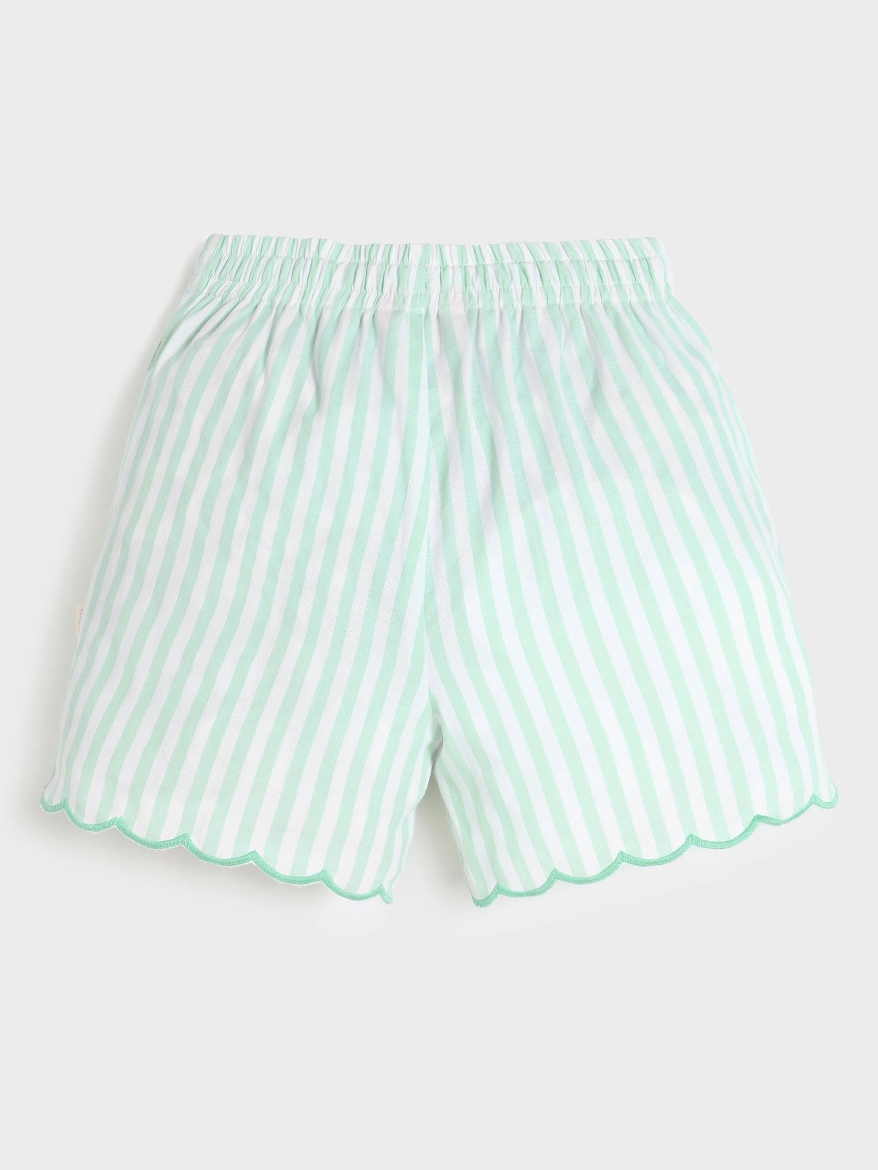 Mint Stripe Scallop Shorts