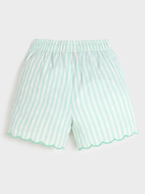Mint Stripe Scallop Shorts
