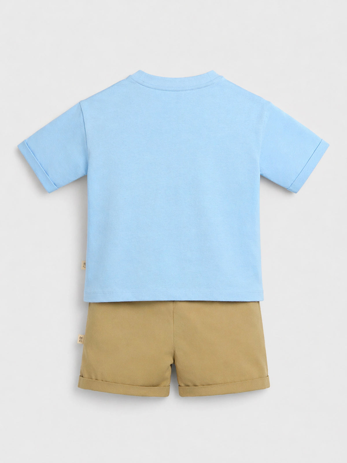 Palm Print T-Shirt & Khaki Shorts Set