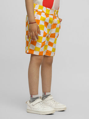 Citrus Checked Cotton Shorts