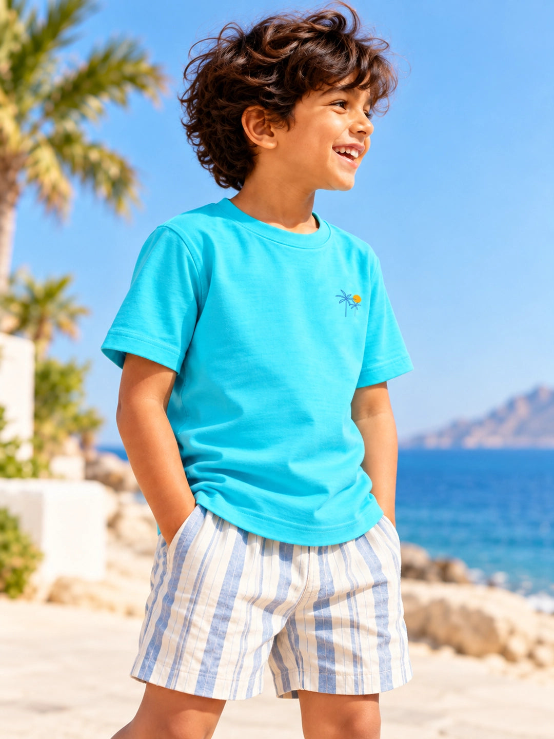 Aqua Blue Boy's T-Shirt