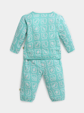 Printed Wrap Around Cotton Jhabla Set