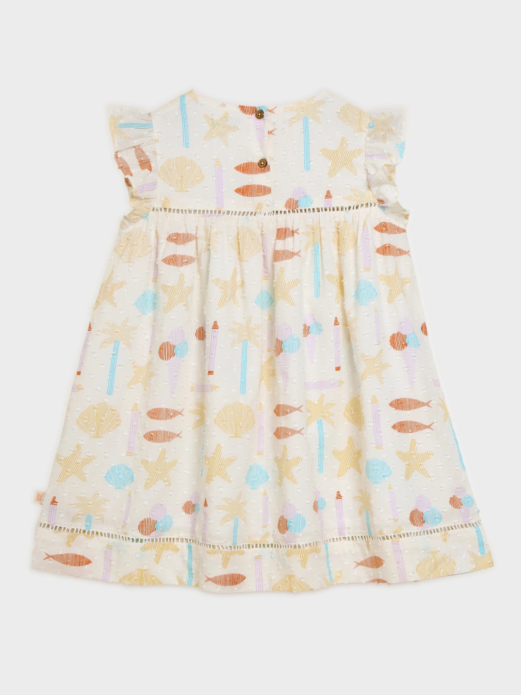 Printed Ruffle Sleeves Dress