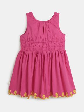 Embroidered Pink Sleeveless Dress
