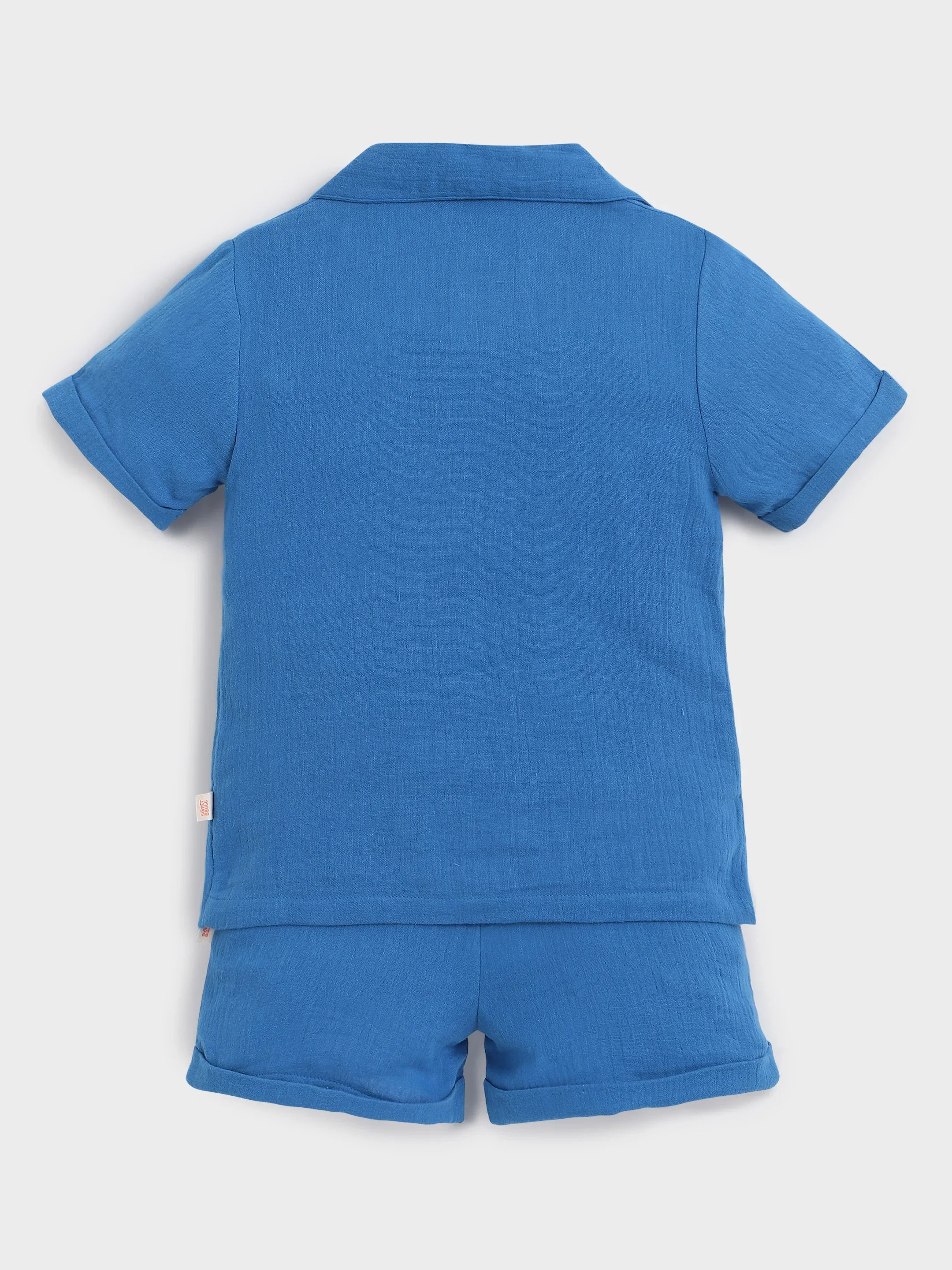 Blue Heart Patch Shirt & Shorts Co-Ord Set