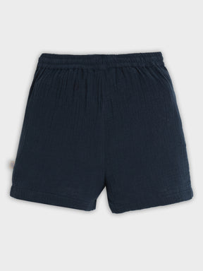 Deep Sea Striped Cotton Shorts