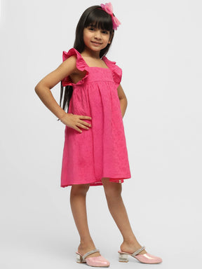 Bougainvillea Schiffli Embroidered Cotton Shift Dress