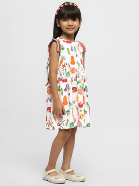 Playful Veggies Cotton A-Line Dress