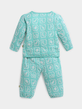 Printed Wrap Around Cotton Jhabla Set
