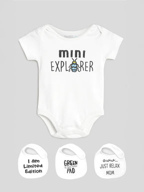 Happy Baby Surprise Box - Set of a Bodysuit, Towel Set, and A Pack of 3 Bibs