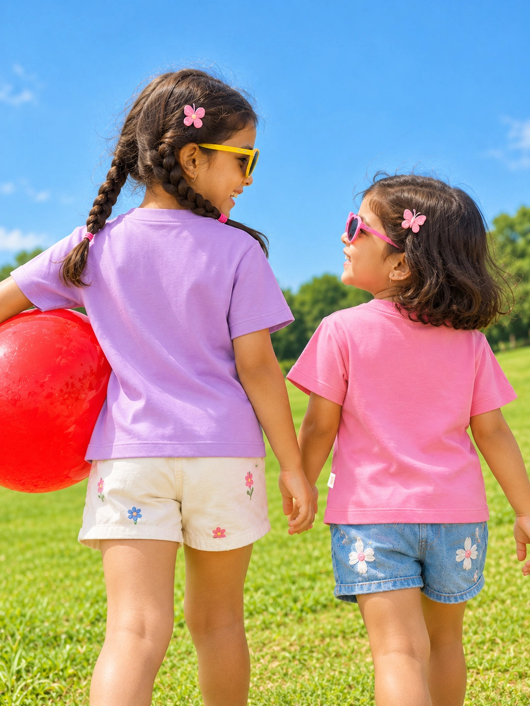 Pack of 2 Half Sleeves Girl's T-Shirts
