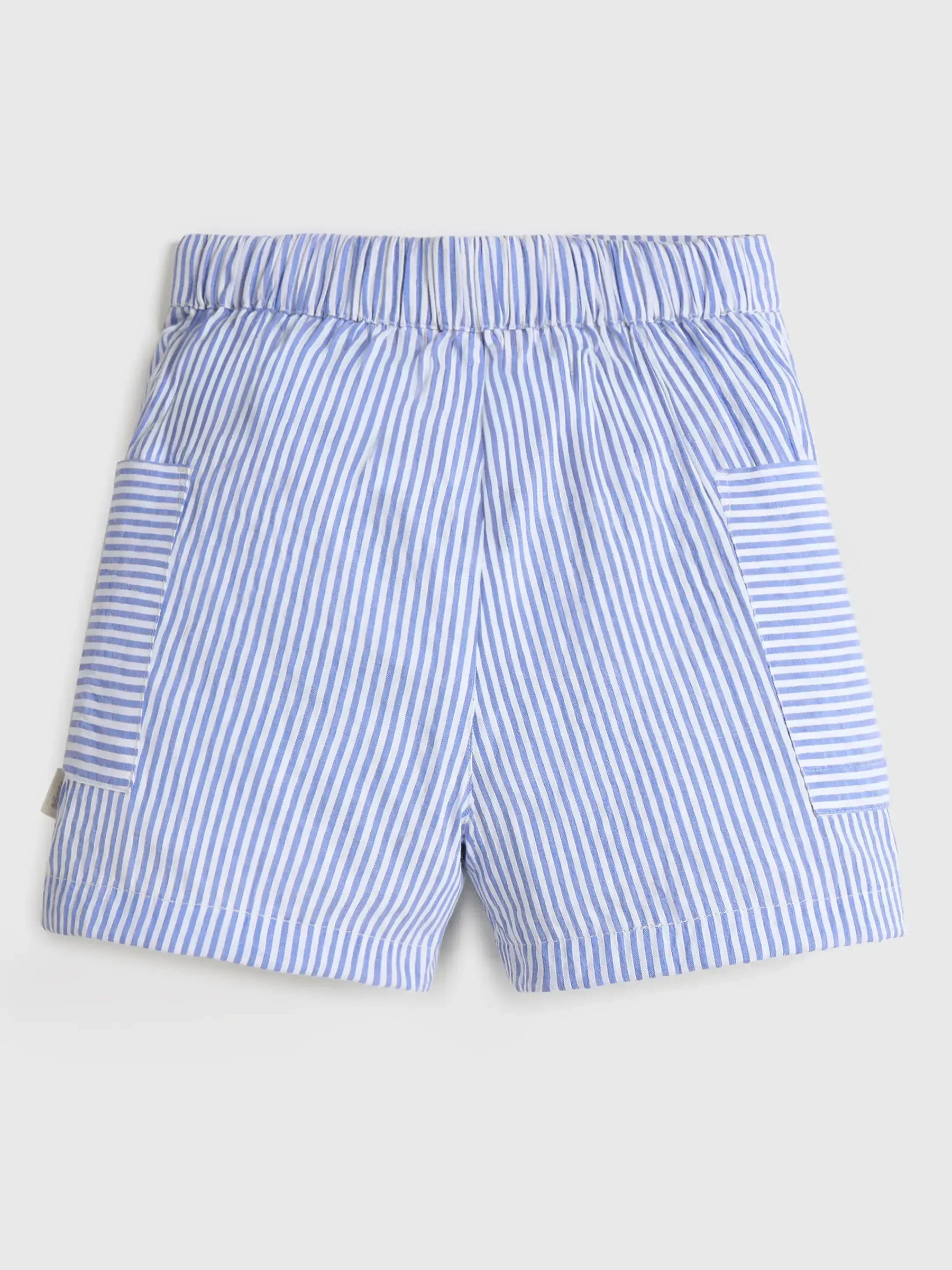 Sky Striped Cotton Shorts