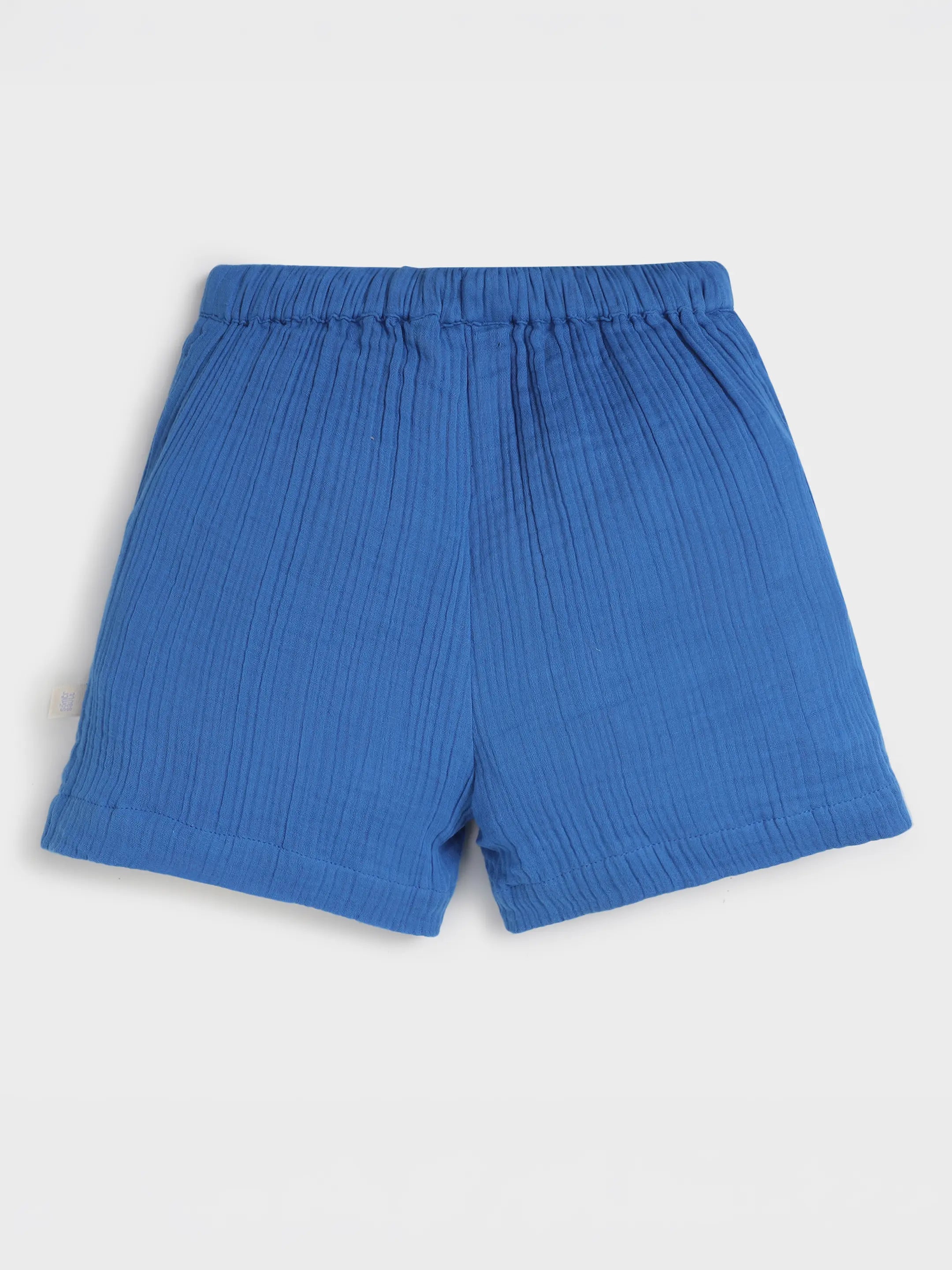 Classic Blue Textured Drawstring Shorts