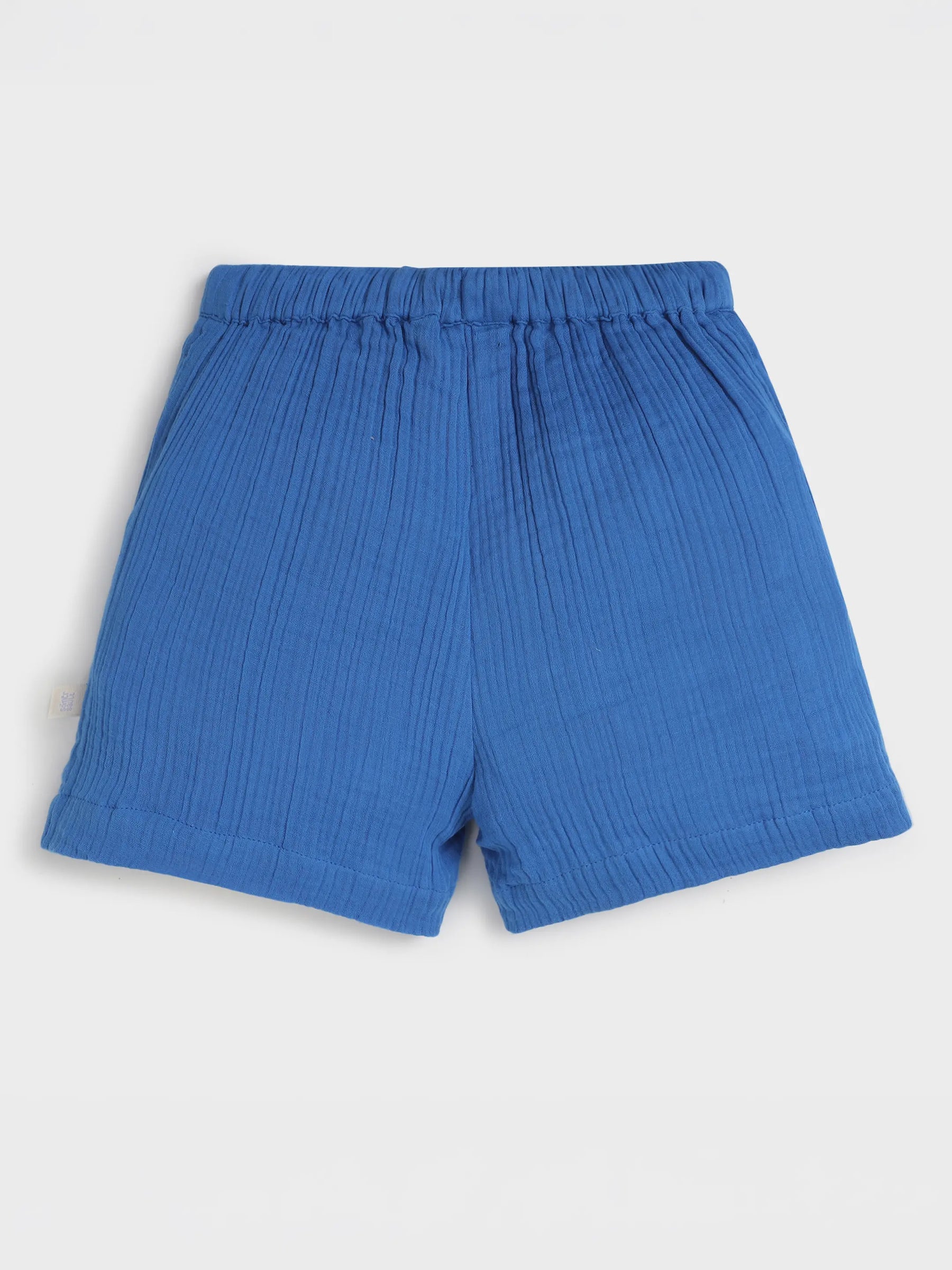 Classic Blue Textured Drawstring Shorts