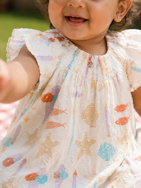 Seashell Ruffle Sleeves Dress