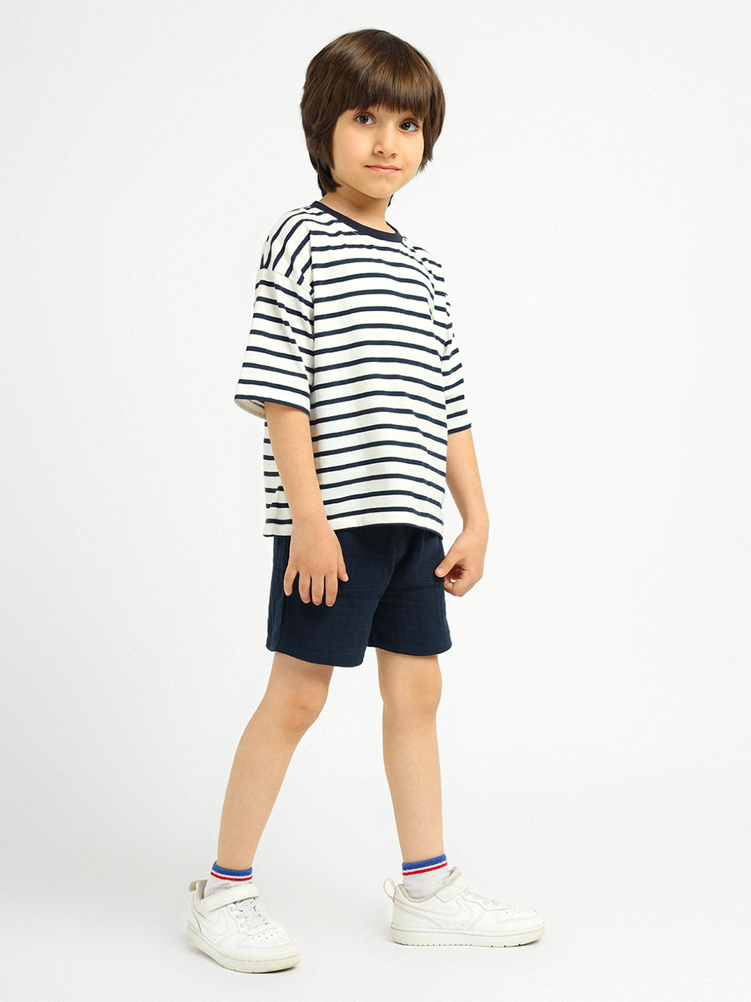 Deep Sea Striped Cotton T-Shirt and Shorts Set