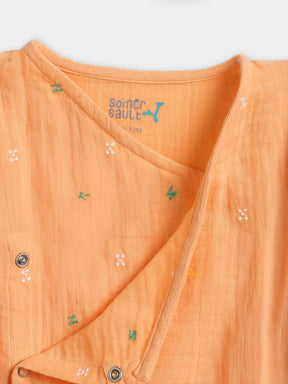 Orange Embroidered Wraparound Jhabla Set