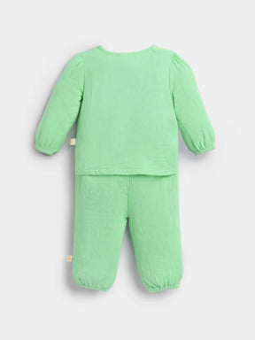 Minty Wrap Around Cotton Jhabla Set