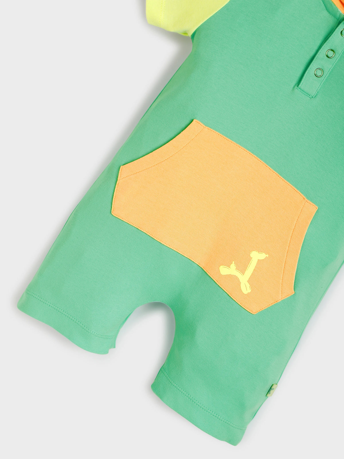 Colorblock Hooded Romper