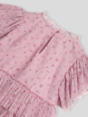 Printed Tulle Flounce Dress Somersault