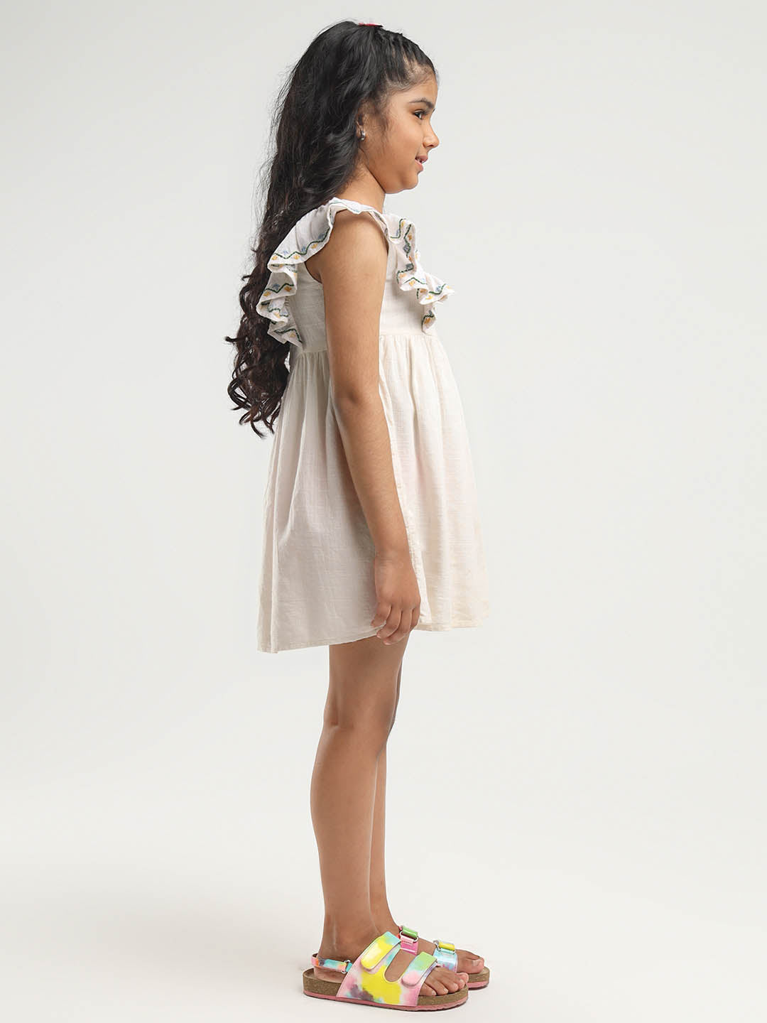 Oont Embridered Cotton A-Line Dress