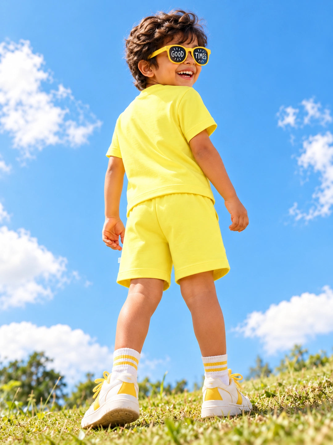 Playful Yellow T-Shirt & Shorts Set