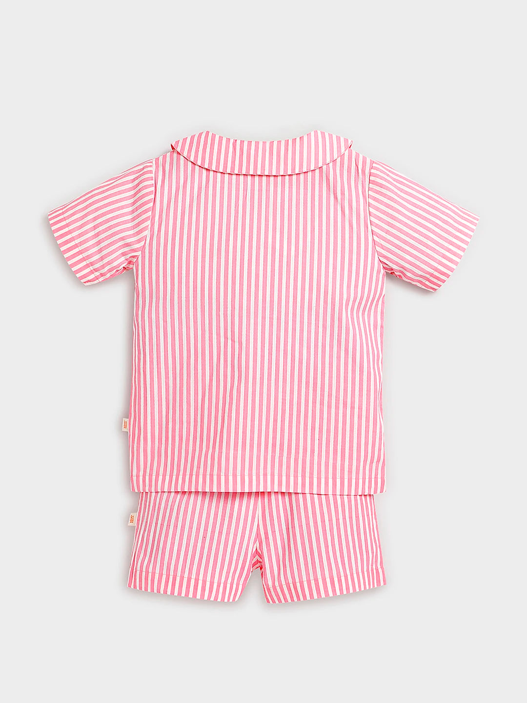 Pink Stripe Heart Print Shirt & Shorts Set