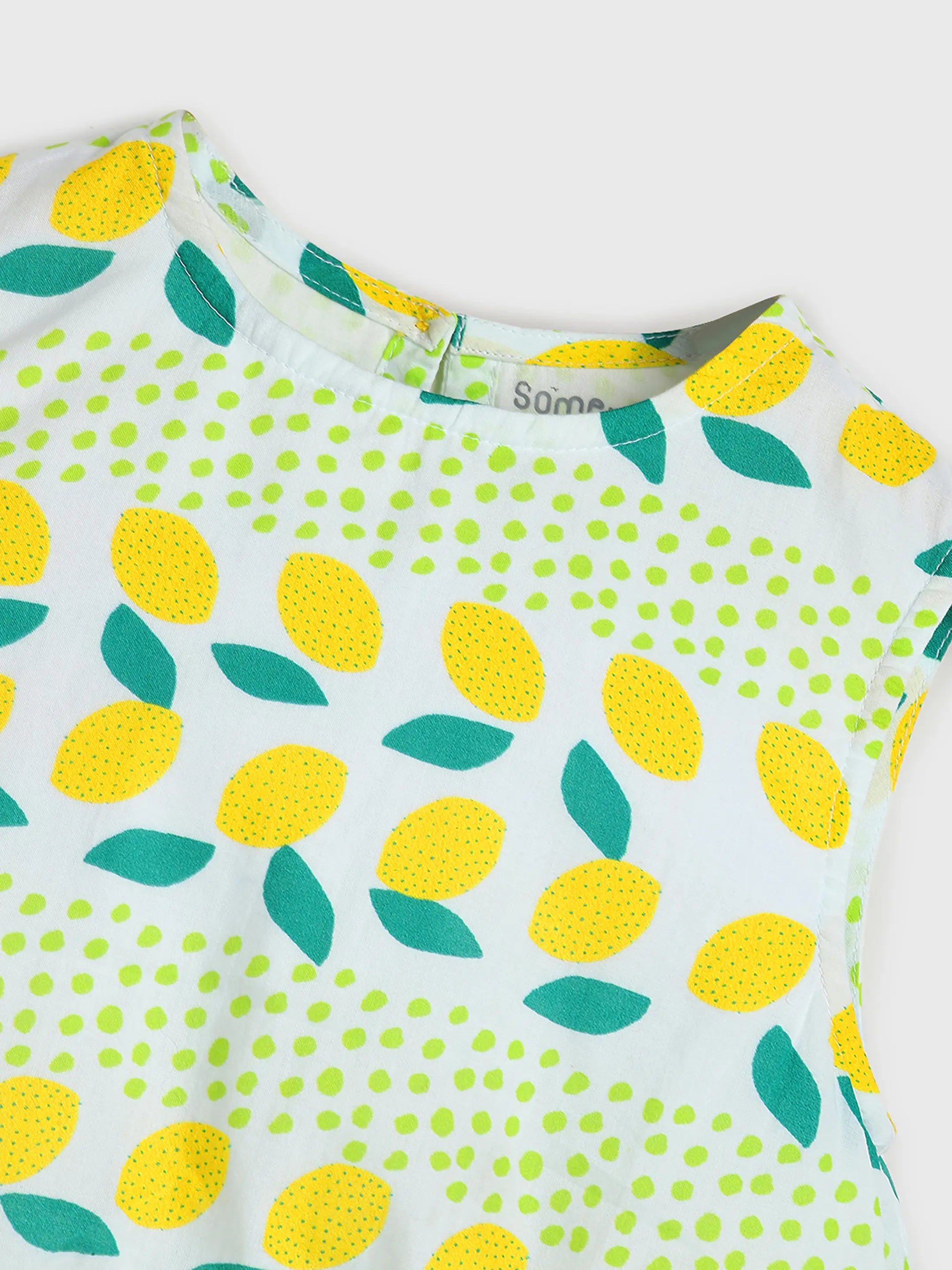 Lemon Print Peplum Top & Mint Skirt Co-ord Set