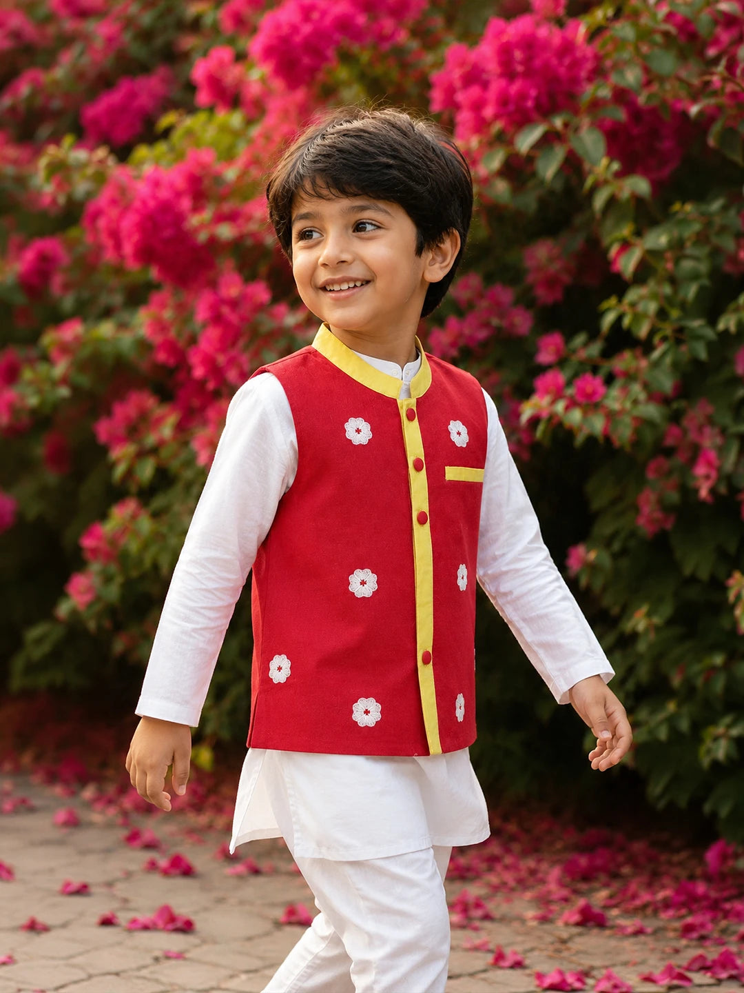 Red Orchid Nehru Jacket