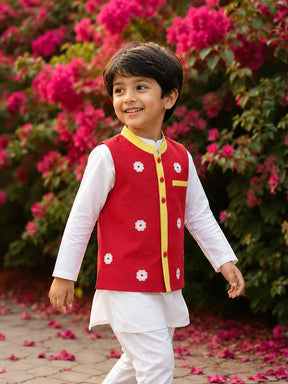 Red Orchid Nehru Jacket