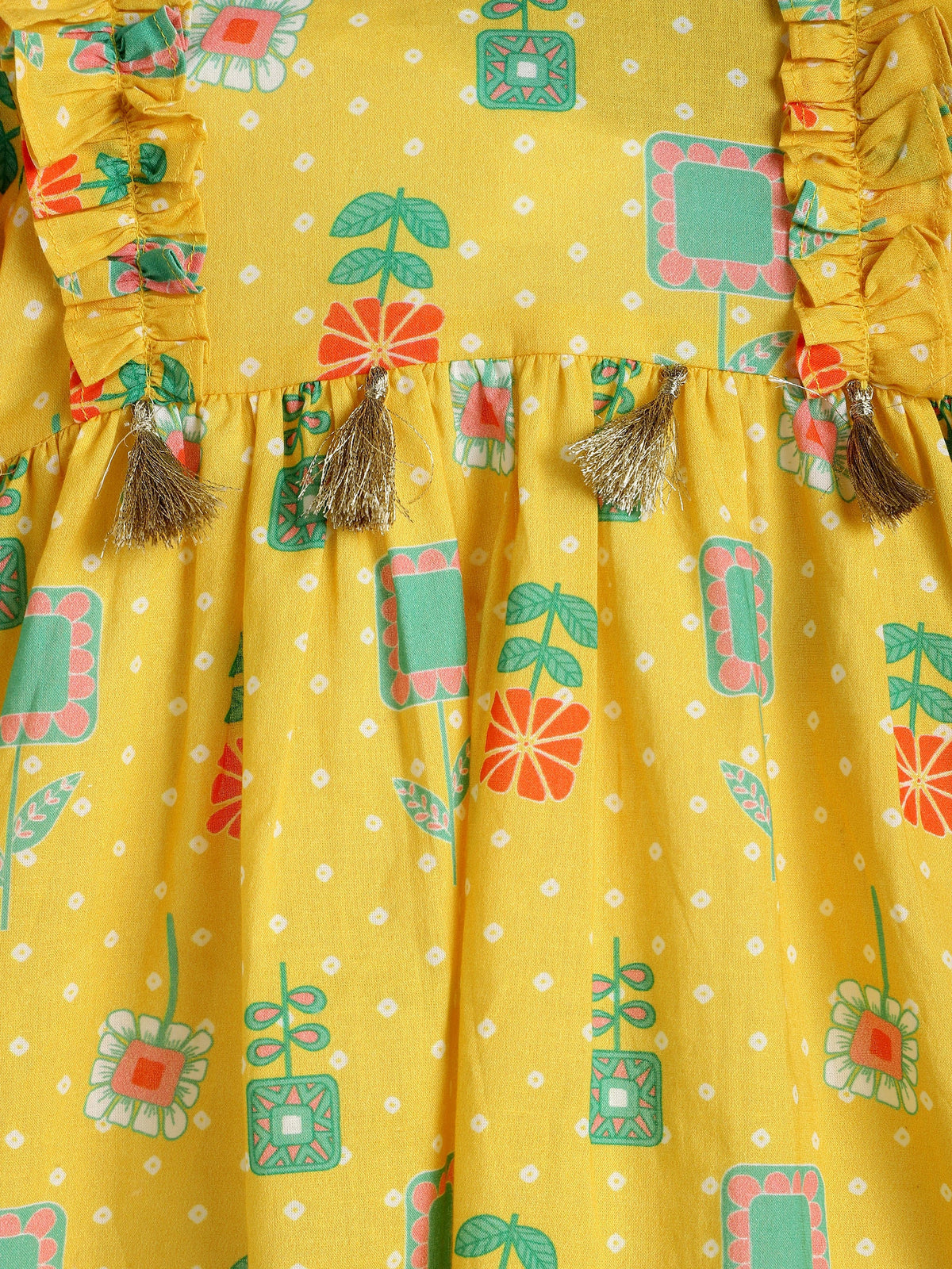 Yellow Bandhani Top and Bottom Set